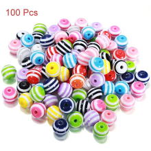 100Pcs Mixed Color Stripe Resin Beads Diy Bracelet Necklace Jewelry