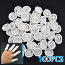 100Pcs Nail Art Latex Rubber Finger Cots Protector Gloves Powder