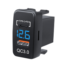 12 24V Dual USB Autolader Socket Type C PD QC3.0 LED Voltmeter Waterdichte Snellader Adapter voor Bus Trailer Boten Mari