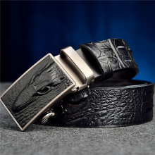 125Cm Men's Vintage Embossed Leather Belt Alloy Automatic Buckle Business Strap