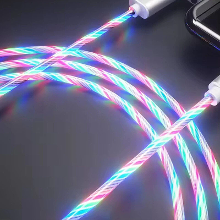 1M/2M USB A naar Type C Glanzende Kabel Mobiele Telefoon Oplaadkabels Tinnen Koper Kernlijn met RGB Licht voor iPhone 16