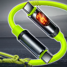 240W Hoogwaardige USB Type C naar Type C Oplaadkabel met LED display voor Snelladen in de Auto