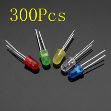 300Pcs 20ma F5 5mm 5colors Ultra Bright Led Diode Red Green Blue White Yellow