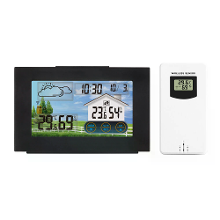3551A Aanraakscherm Weerstation Binnen Buiten Thermometer Hygrometer Draadloze Sensor Weersvoorspelling Alarmpik Comfort