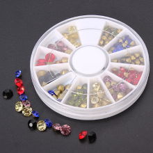 3D Colorful Rhinestone Nail Art Decoration Round Wheel