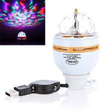 3W Led Auto Rotating Bulb Lamp Usb Rgb Portable Crystal Stage Light