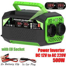 500W Omvormer DC 12V naar AC 220V met EU stekker Dubbel LCD scherm Snelle Opladen voor Buiten Kamperen Auto Thuis Gebrui