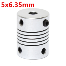 5Mm X 6.35Mm Aluminum Flexible Shaft Coupling Od19mm X L25mm Cnc Stepper Motor Coupler Connector