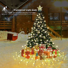 6,6 FT 16 Lijnen 400LED 8 Modi Kerstboomverlichting Decoratie Boomtopverlichting Snoer Tuin tuin Buiten Waterdichte Wate