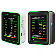 6 In 1 Luchtkwaliteitsmeter HCHO TVOC PM2.5 PM10 CO2 CO/vochtigheid 2 Soorten USB Type C oplaadbare draagbare monitor