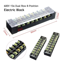 600V 15a 8p Double Row Screw Terminal Block Wire Connector
