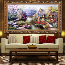 69X37cm Diy Cross Stitch Kit Embroidery Garden Cottage Home Decor