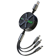 6A 100W USB A naar Type C/iP/Android uittrekbare kabel, snel opladen, koperen kern, lengte 1.2M voor iPhone 15 14 13, Hu