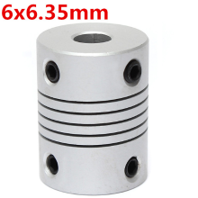 6Mm X 6.35Mm Aluminum Flexible Shaft Coupling Od19mm X L25mm Cnc Stepper Motor Coupler Connector