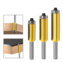 8Mm Schacht 4 fluit Tungsten Staal Freesbit met Lager voor Hout Trimmen, Ontbramen, Filoet Ronden, Graveren