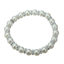 8Mm White Black Elastic Stretch Imitation Pearl Bracelet