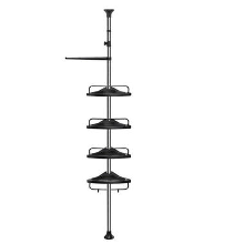 ACAZA Verstelbaar Doucherek   85 305 cm   met 4 Vakken   3 Haken   Grijs