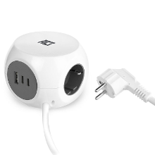 ACT Connectivity Stekkerdoos kubus met 3 stopcontacten, 30W Power Delivery USB C/A poorten, kabellengte 1,5m stekkerdoos Type F