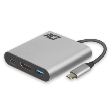 ACT Connectivity USB C multiport adapter voor 1 HDMI monitor, 1x USB A, PD pass through