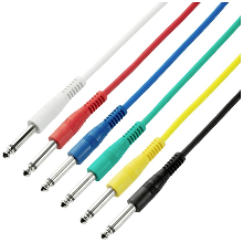 Adam Hall 3 STAR IPP 0090 SET Audio Aansluitkabel [6x Jackplug male 6,3 mm (mono)   6x Jackplug male 6,3 mm (mono)] 0.90 M Wit, Rood, Blauw, Groen, Geel, Zwart