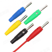 Amass 5 kleuren 4 mm kruisvernikkeld koper Banana Plug met PVC rubbermantel