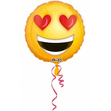 Anagram Helium ballon Smile Emoticon met hartjes ogen 43 cm