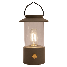 Anna's Collection Camping tafellamp/lantaarn Darcy   taupe   24 cm   dimbaar   draadloos/oplaadbaar USB   buiten