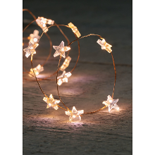 Anna's Collection Draadverlichting lichtsnoer   koper   met sterren led lampjes   warm wit   100 cm   kerstverlichting