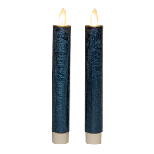 Anna's Collection LED dinerkaarsen   2x stuks   metallic blauw   18 cm   met afstandsbediening