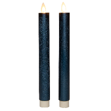 Anna's Collection LED dinerkaarsen   2x stuks   metallic blauw   23 cm   met afstandsbediening