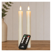 Anna's Collection LED dinerkaarsen   USB oplaadbaar   2x st   wit   23 cm   afstandsbediening
