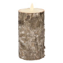 Anna's Collection Led kaars/stompkaars   berkenhout bruin   H15 x D7,5 cm   wax   warm wit licht   bewegende vlam