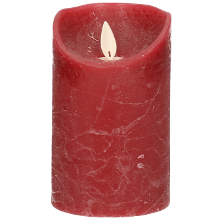 Anna's Collection Led kaars/stompkaars   bordeaux rood   H12,5 x D7,5 cm   wax   warm wit licht   bewegende vlam