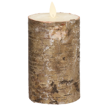 Anna's Collection Led kaars/stompkaars   bruin   berkenhout   H12,5 x D7,5 cm   wax   warm wit licht   bewegende vlam