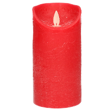 Anna's Collection Led kaars/stompkaars   rood   H15 x D7,5 cm   wax   warm wit licht   bewegende vlam