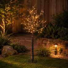 Anna's Collection Lichtboom Berkenboom   bruin   160 cm   144 led lichtjes   warm wit   verlichte ke