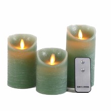 Anna's Collection Stompkaarsen   3x st   jade groen   LED kaarsen   afstandsbediening