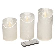 Anna's Collection Stompkaarsen   3x st   zilver   LED kaarsen   afstandsbediening