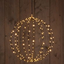 Anna's Collection Verlichte kerstbal hangdecoratie   D50 cm   216 led   24 flash lampjes   warm wit   metaal