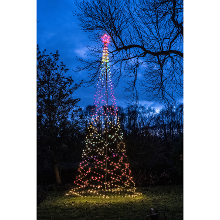 Anna's Collection Vlaggenmast verlichte kerstboom   836 led lampjes   D160 x H500 cm   colour changing