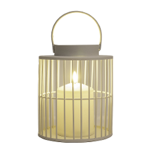 Anna's Collection Windlicht/kaarsenhouder buiten lantaarn   wit   15 x 18 cm   metaal   Incl. LED kaars