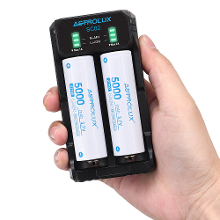ASTROLUX® SC02 Type C QC 3.0 Snellader Dual slots Voor Li ion/IMR/INR/ICR Ni MH Ni Cd 21700 18650 26650 Zaklamp Batterij
