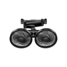 Autozitventilator dubbelkop 3 snelheden 3300RPM digitaal display vouwbaar 5V USB oplaadbaar achterbank montage zuignap h