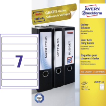 Avery Zweckform L4760 100 Ordneretiketten 38 x 192 mm Papier Wit 700 stuk(s) Permanent hechtend Laser (kleur), Laser (zwart/wit), Kopiëren (kleur), Kopiëren