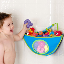 Baby Bath Toy Storage Bag Waterproof Suction Cup Triangle Pouch