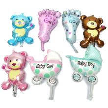 Baby Girl Boy Birthday Party Balloon Stroller Foot Bear Balloons Party Decoration