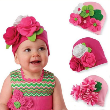 Baby Girl Kids Fashion Handmade Flower Knit Crochet Hat Cap