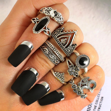 Banggood 10 delige Boheems Statement Ring Set Vintage Crown Star Moon Flower Knuckle Rings voor dames