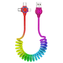 Banggood 3 in 1 USB A naar iP/Type C/Micro USB Springkabel Snelle Oplading Gegevensoverdracht Koperen Kernlijn 1M Lang voor Huawe