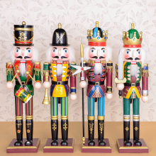 Banggood 4pcs / set 30cm houten notenkraker doll soldaat vintage handwerk decoratie kerstcadeaus